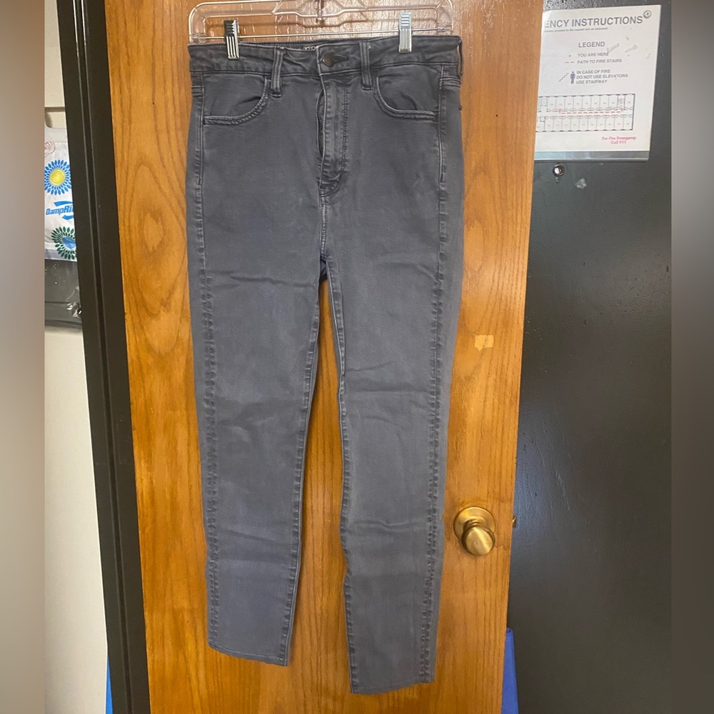 American Eagle Dark Grey Super High Rise Jeans